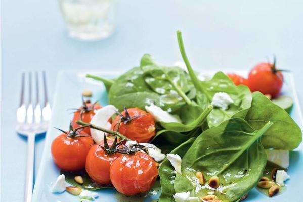 spinach salad with roasted vine tomatoes