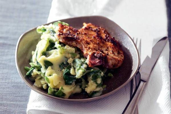spinach stew with mustard chops
