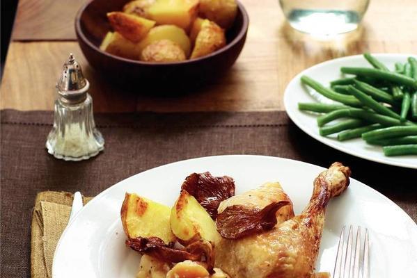 calvados chicken with apples and oyster mushrooms