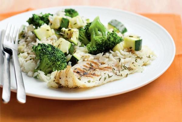 grilled pangasius fillet with vegetable list