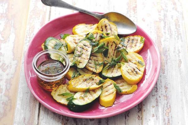 grilled yellow and green zucchini