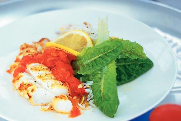 grilled cod with fragrant tomato sauce