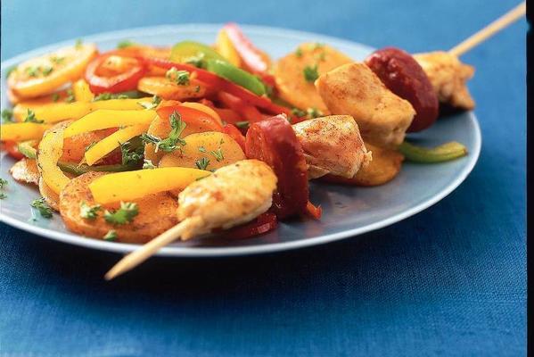 lime skewer with Spanish potatoes