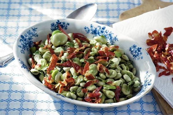 broad beans with marjoram and coppa di parma