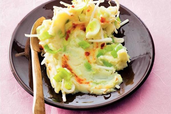 puree with leeks and bean sprouts
