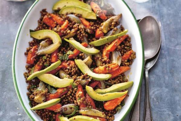 lentils with oven vegetables
