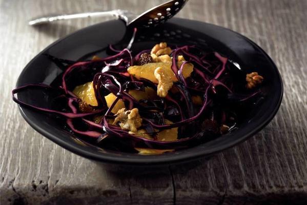 red cabbage salad with honey dressing