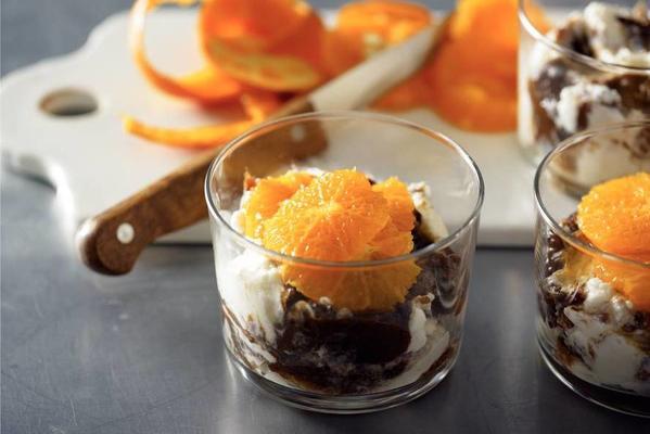 mousse of ricotta with prunes and mandarin