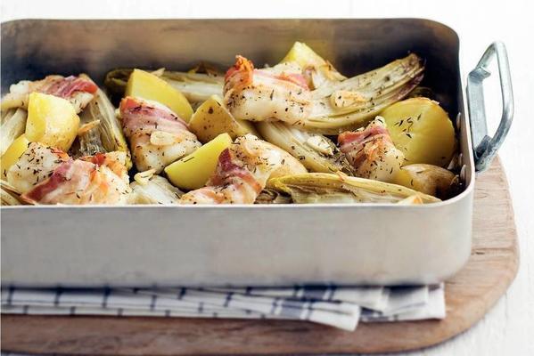 casserole with chicory and fish
