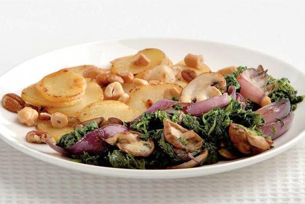 spinach, mushrooms and nut potatoes
