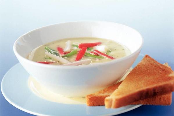 soup with spring onions and surimi