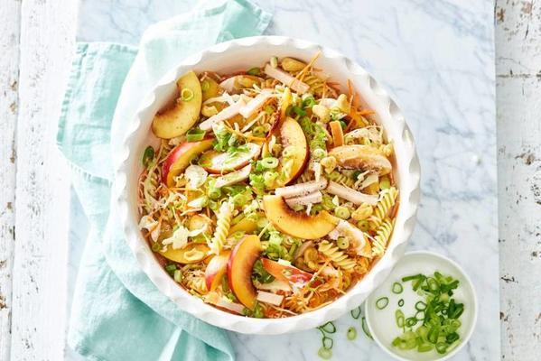 summery pasta salad with smoked chicken fillet