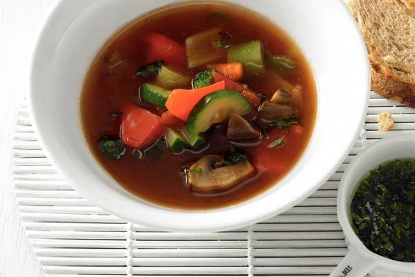 Italian vegetable soup with mushrooms