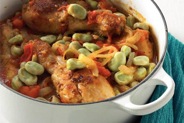 tagine of broad beans and tomatoes with chicken