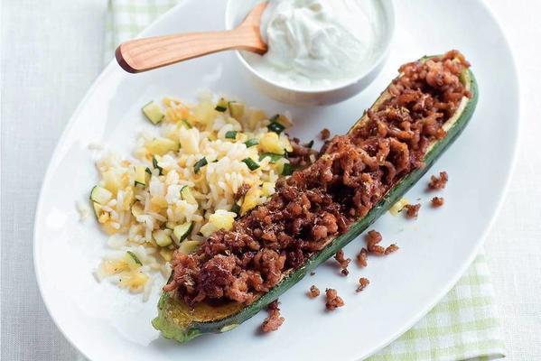 stuffed zucchini with cottage cheese dressing