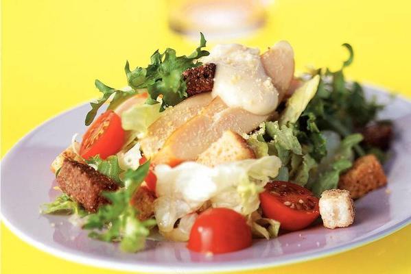 Meal salad with smoked chicken