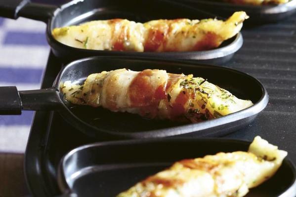 pangasius rolls with breakfast bacon