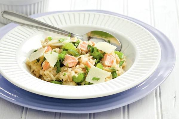 salmon risotto with celery