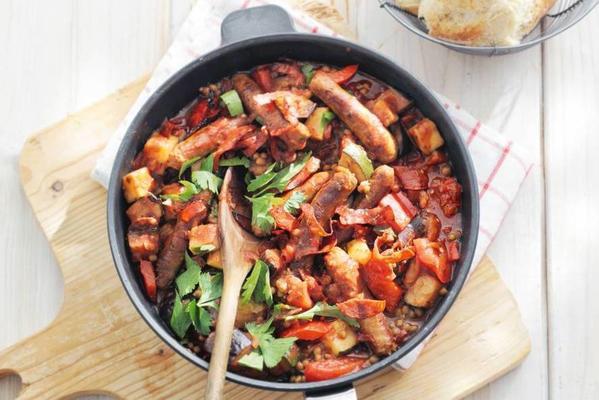 summer stew with ratatouille and chipolata
