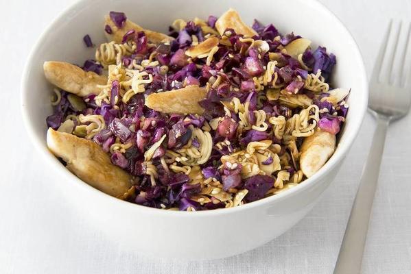 japanese red cabbage salad with noodles