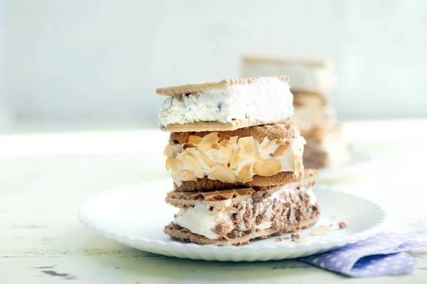 ice cream sandwich with coffee waffles