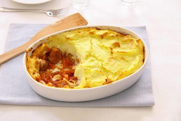 Mediterranean casserole with sausage and puree