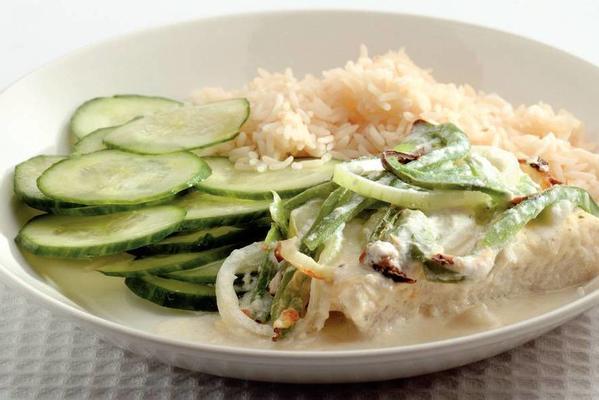 spicy fish dish with cucumber salad