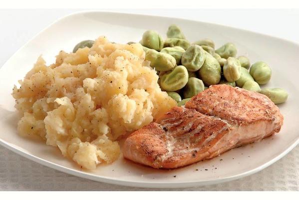 salmon with celeriac-mashed potatoes