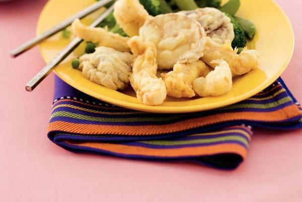 tempura of chicken fillet and shiitake