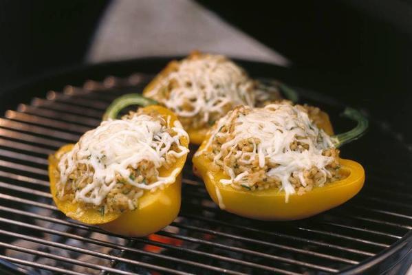 stuffed peppers with risotto and mozzarella