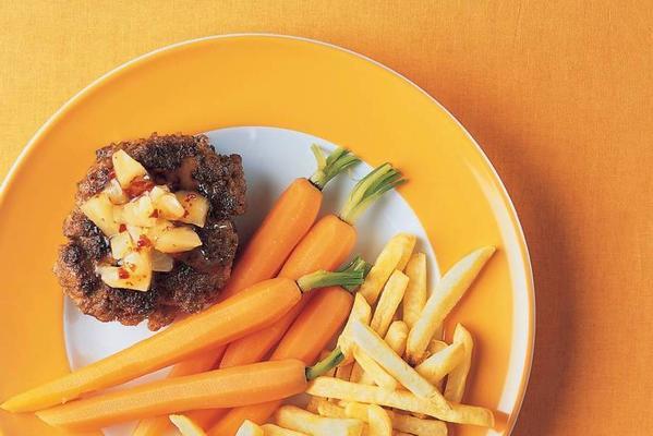 minced burgers with pineapple salsa
