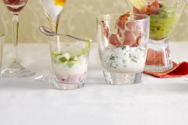 soft cheese with ham and fresh cucumber