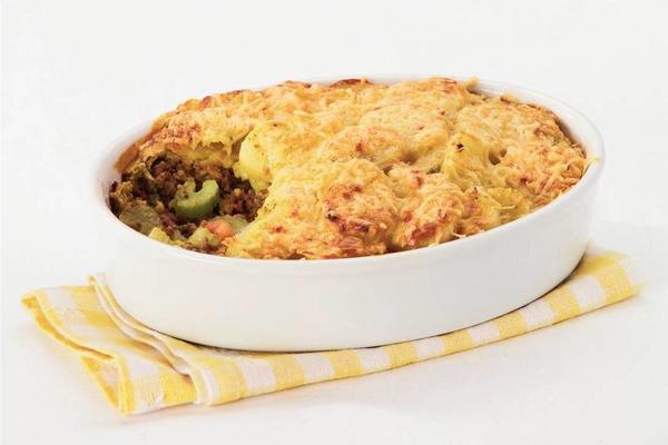casserole with minced meat and celery