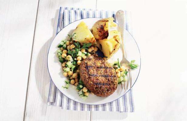 lamb burger with chickpeas