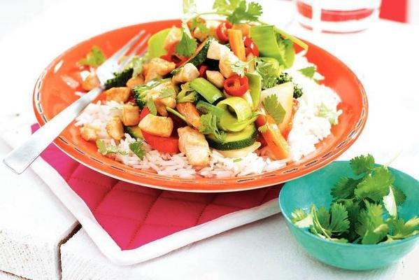 spicy chicken with fragrant rice and ginger syrup