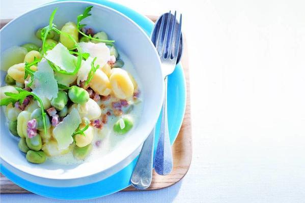 gnocchi with bacon and broad beans