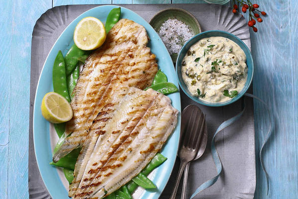 grilled North Sea sole with remoulade sauce