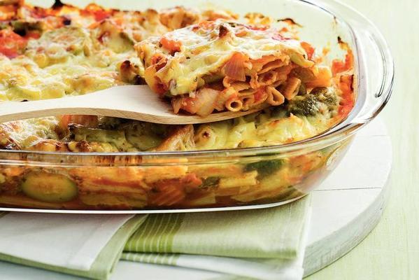 pasta dish with Italian vegetables and cheese
