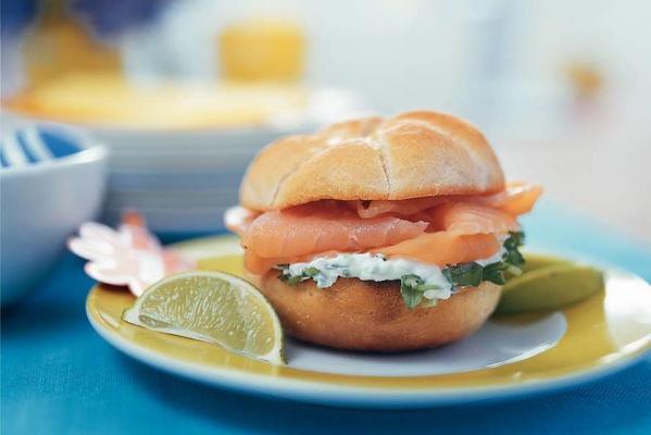 rolls with herb cheese and smoked salmon