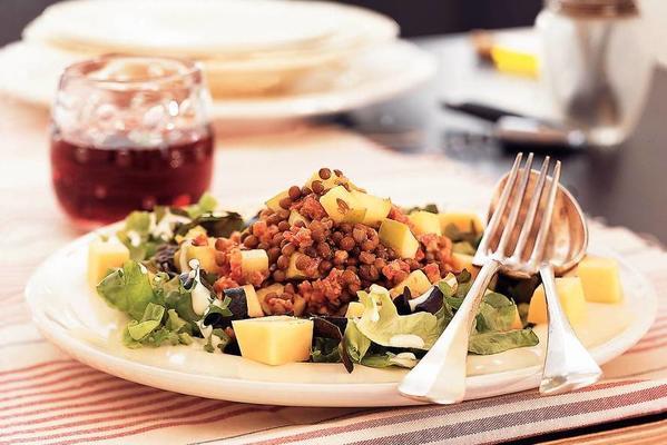 lentil salad with bacon