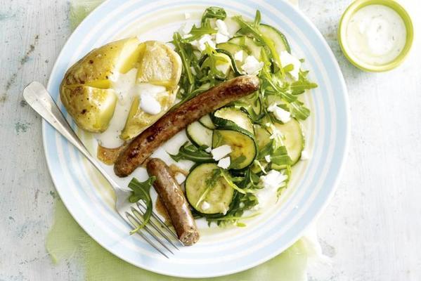 lamb sausages with zucchini salad