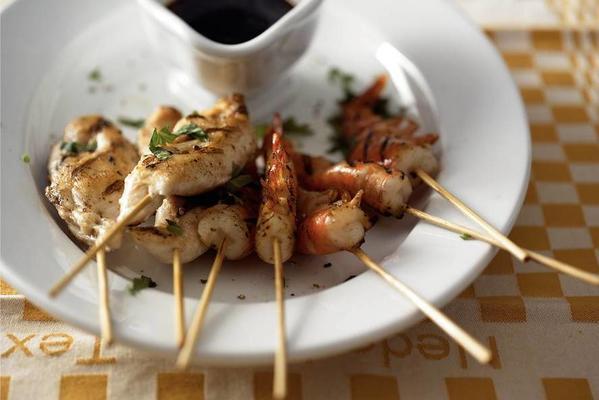 shrimp and chicken skewers