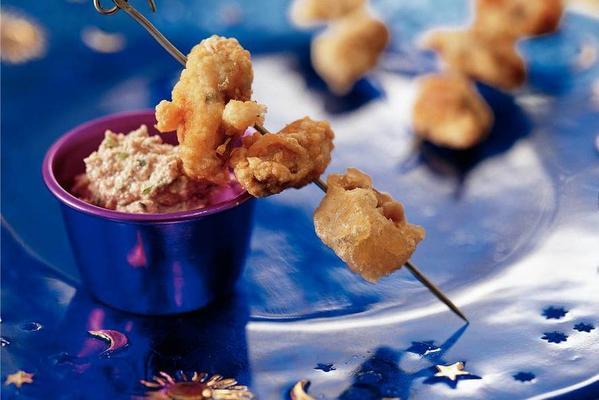 fried mussels with walnut sauce