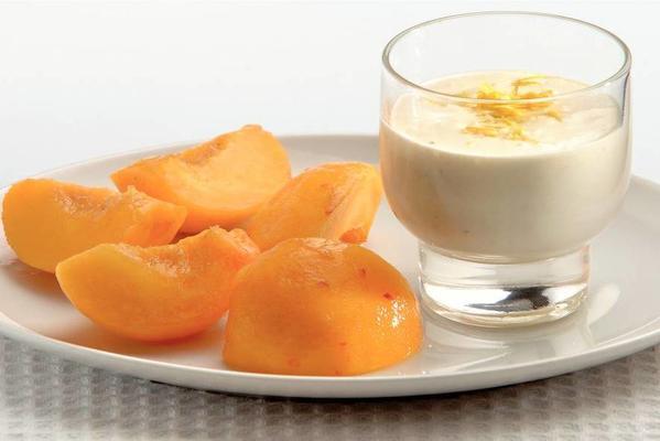 cream dessert with ginger and peach