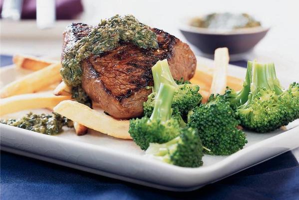 grilled steak with salsa verde