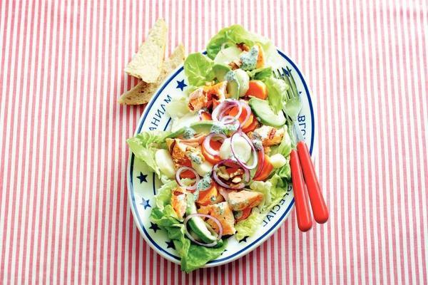 winter salad with salmon and parsnip