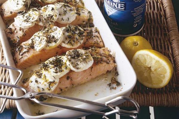 salmon fillet with goat cheese from the oven