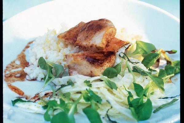 chicken with fennel salad and lemon rice