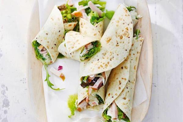 wraps with chicken and coleslaw