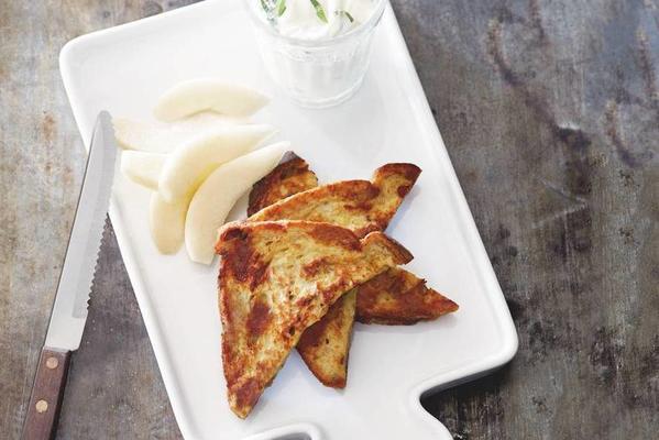 French toast with pear and honey mint curd